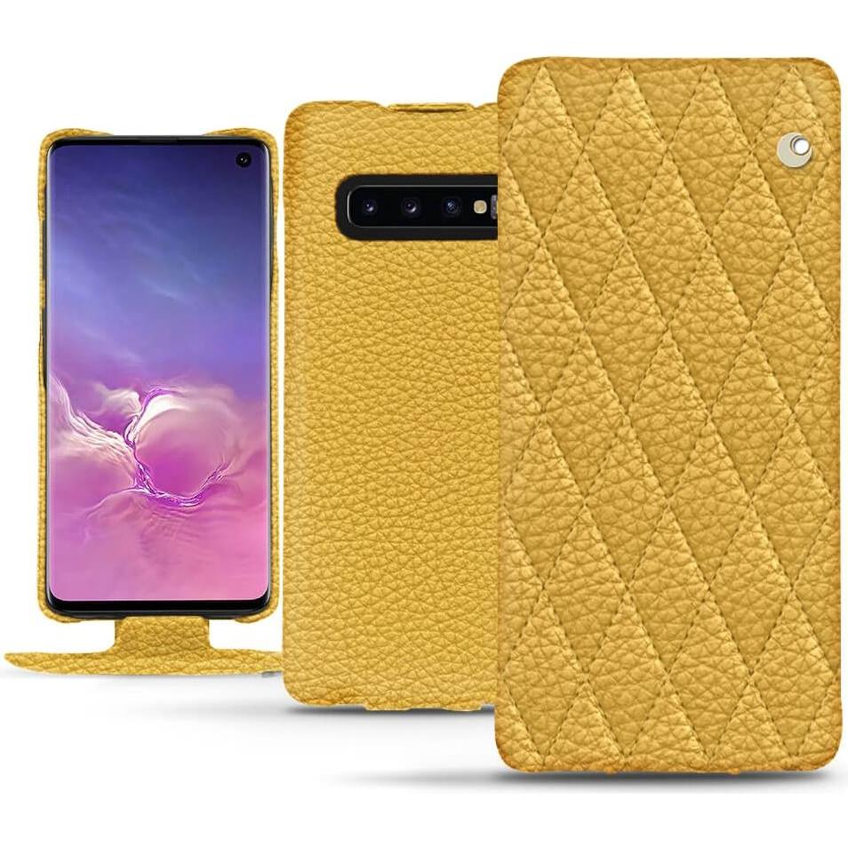 Noreve Lederschutzhülle vertikal (Samsung Galaxy S10), Smartphone Hülle, Orange