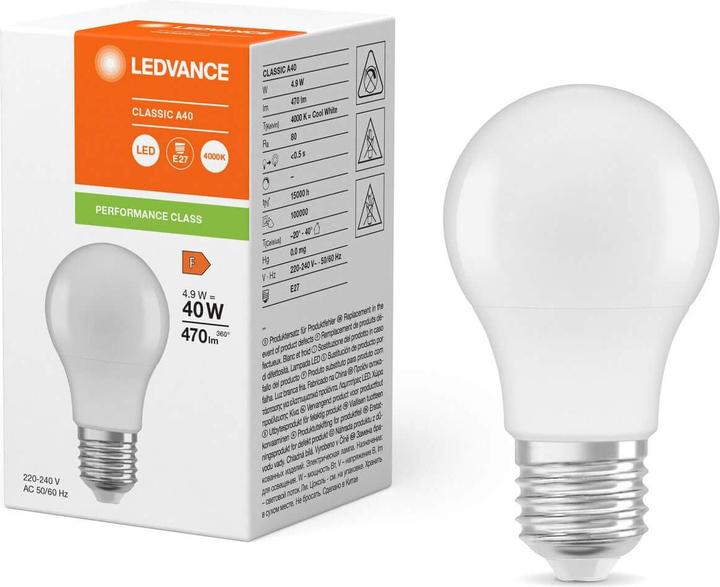Actual product image Ledvance LED CLA40 4.9W (E27, 4.90 W, 470 lm, 1 x, F)