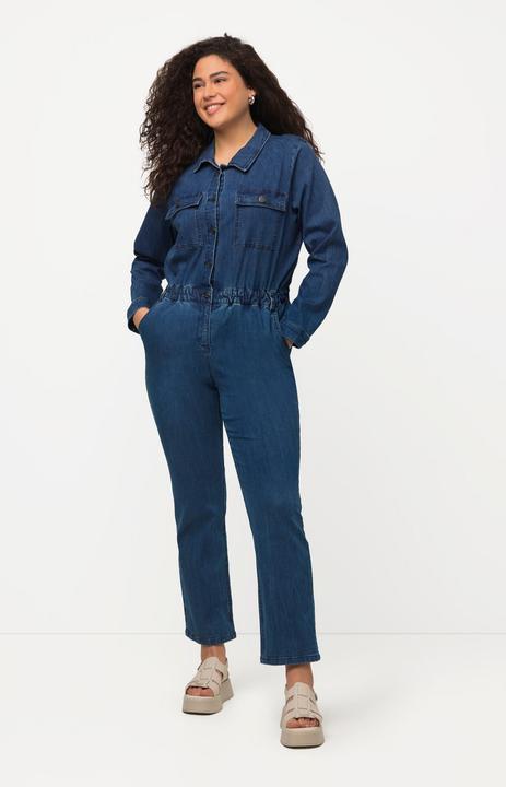 Produktbild Ulla Popken Jeans-Boilersuit, Jeans-Overall, Hemdkragen, Langarm (56)