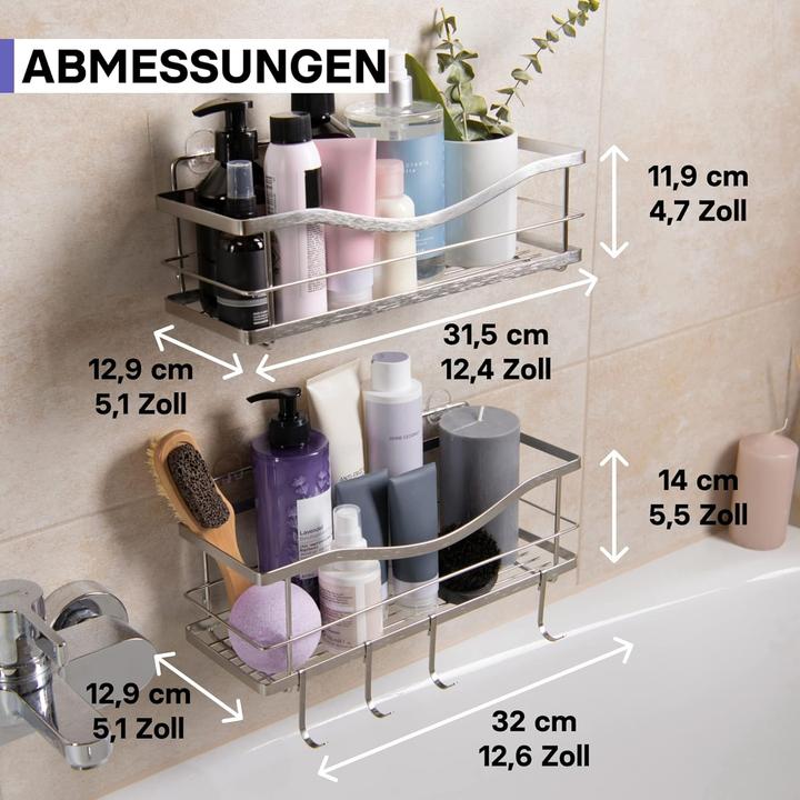 Produktbild Kingmax 2-teiliges Duschablage-Set ohne Bohren (31.50 x 11.90 x 12.90 cm)