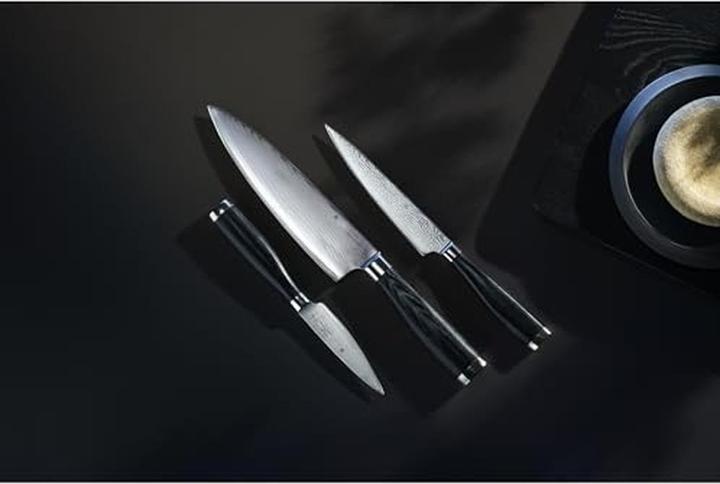 Produktbild WMF Messerset Damastmesser 3tlg Spezialklingenstahl 67 Lagen Yari Pakkaholzgriff (20 cm)