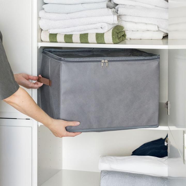 Immagine prodotto Scandinavian Collection - Shoe Storage Box – Set of 2 - Dark grey with brown handles - 43 × 32 × 30