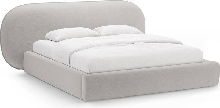 Actual product image Micadoni Storage Bed With Headboard, "Ovalo", Light Grey, 234x230x96 Made in Europe (140 x 200 cm)