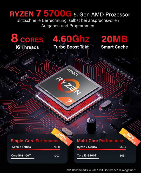 Produktbild Greed V2 Ultra - Office PC - AMD Ryzen 7 (1000 GB, 16 GB, AMD Ryzen 7 5700G)