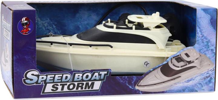 Productafbeelding Lean Toys Ferngesteuertes RC-Motorboot, batteriebetrieben, Schwarz und Weiss
