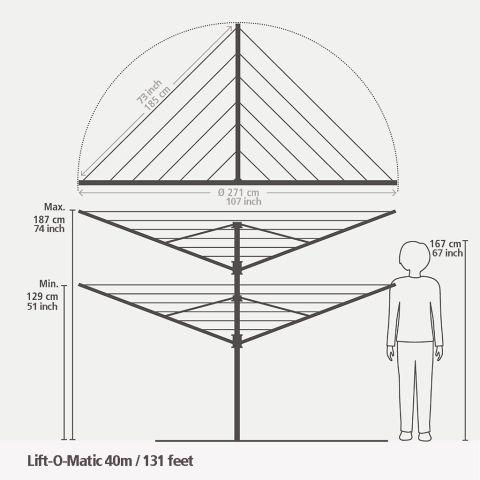 Image du produit Brabantia Séchoir parapluie Lift-O-Matic 40 m (40 m)