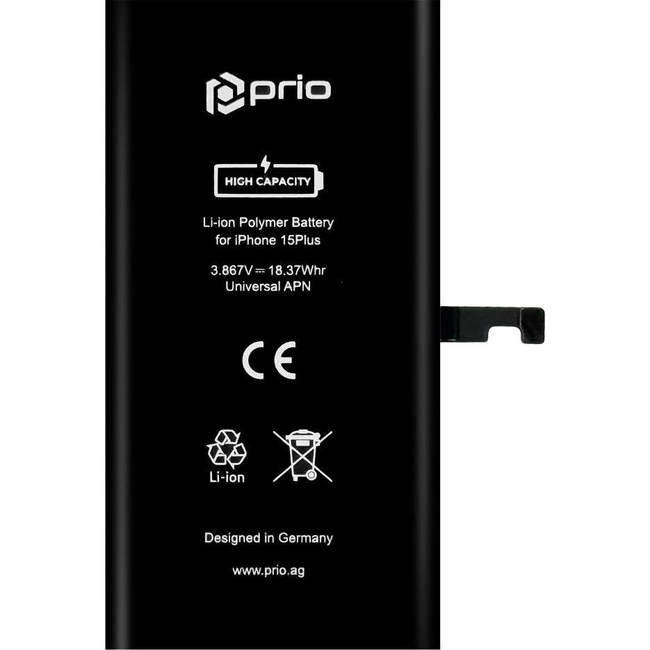 prio Batteria ad alta capacità per iPhone 15 Plus (4750 mAh) - APN universale -, Batteria smartphone