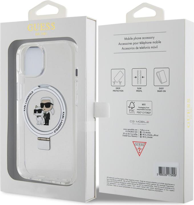 Produktbild Karl Lagerfeld KLHMP14SHMRSKCH iPhone 14 / 15 / 13 6.1" biały/white hardcase Ring Stand Karl&Choupet (Apple iPhone 13, Apple iPhone 14, Apple iPhone 15)