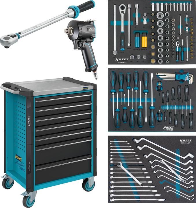 Produktbild HAZET Werkstattwagen Assistent 179NX-7/137 ∙ Schubladen, flach: 5 x 81 x 522 x 398 mm ∙ Schubladen,… (137 x)