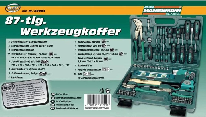 Image du produit Mannesmann Ensemble d'outils de bricolage dans une affaire (86 pièces)
