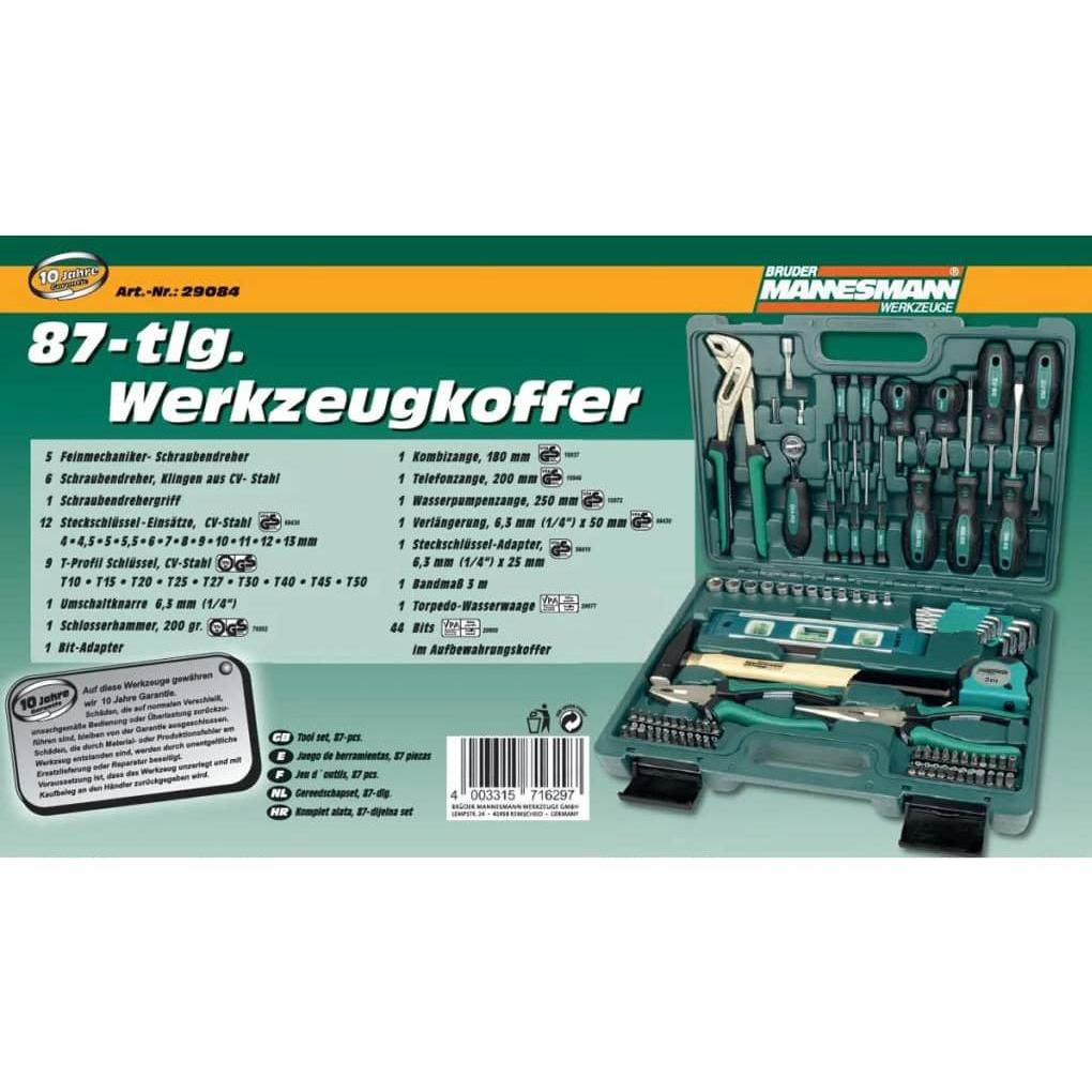 Thumbnail - Mannesmann, Werkzeugkoffer, Heimwerker Werkzeugset im Koffer (86 Teile)