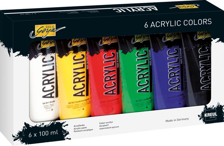 Produktbild Solo Goya Acrylic Tuben Set (Weiss, Gelb, Grün, Blau, Rot, Schwarz, 600 ml)