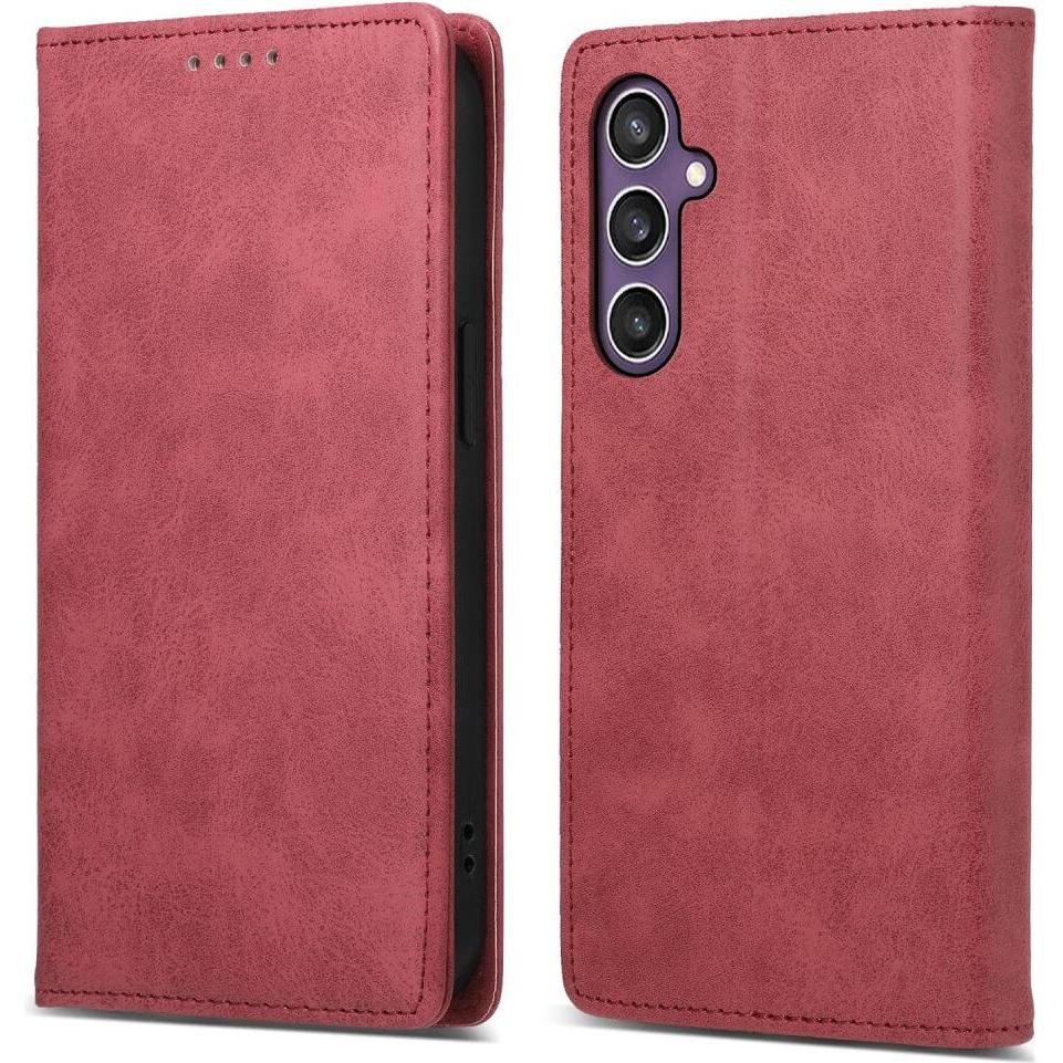 Cover-Discount Galaxy S25 - Flip Case mit RFID Blocker (Samsung Galaxy S25), Smartphone Hülle, Rot