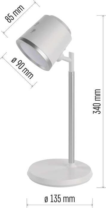 Produktbild Emos LED Schreibtischlampe ABBIE, wiederaufladbar, weiss (300 lm)