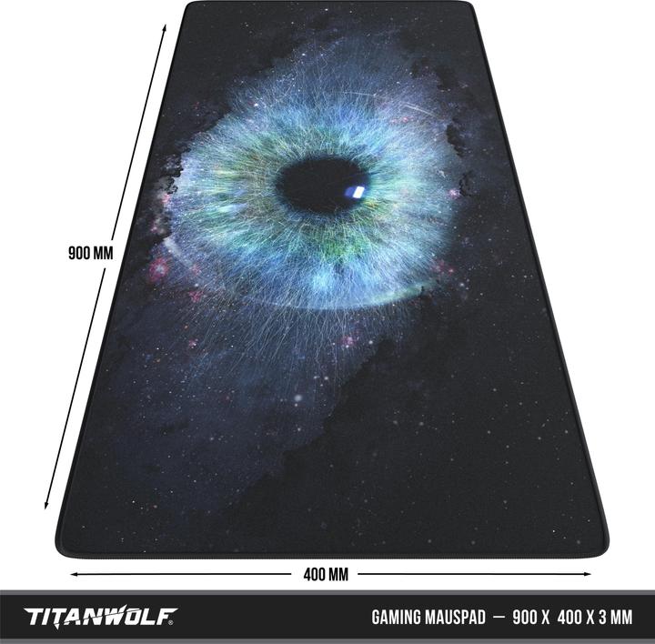 Produktbild Titanwolf Gaming Mauspad, 900 x 400mm XXL Mausmatte, verbessert Präzision & Geschwindigkeit, Galaxy Eye (XXL)