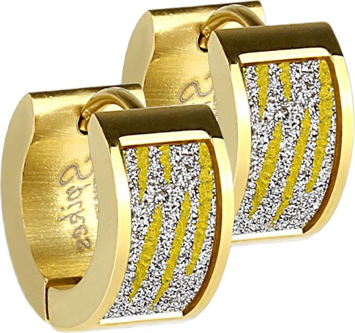 Actual product image Star Piercing Earring to flap gold plated with glitter and zebra pattern (without brass, Surgical steel 316L)