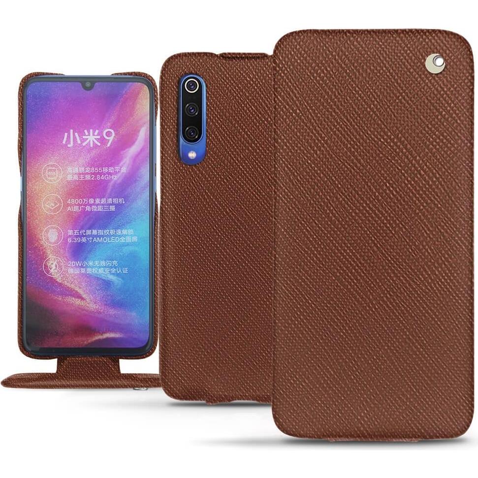 Noreve Lederschutzhülle vertikal (Xiaomi Mi 9), Smartphone Hülle, Braun