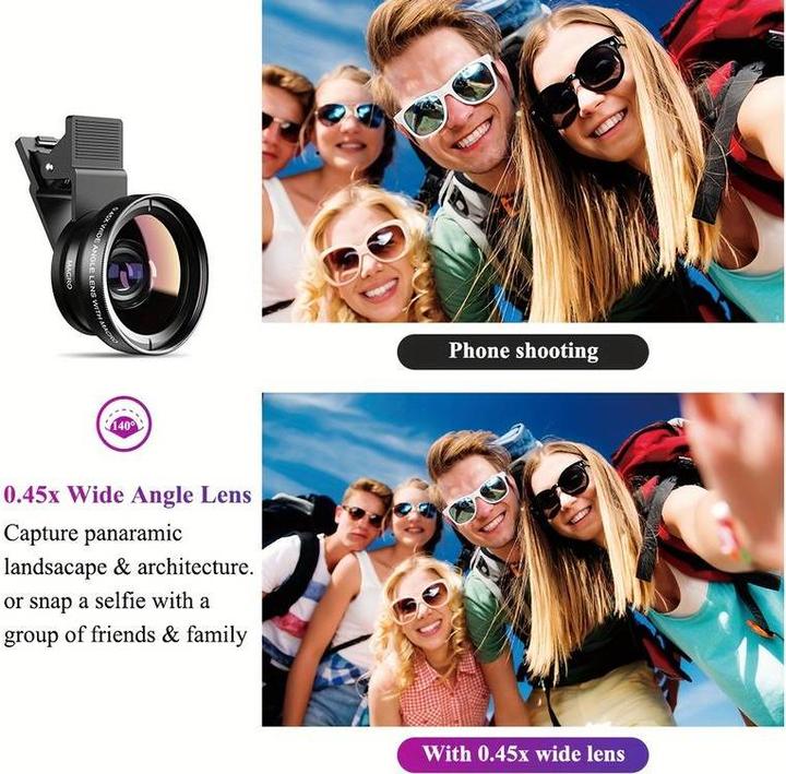 Produktbild PhoneLook APEXEL Smartphone Kamera Objektiv Aufsatz 2 in 1 Ultra Weitwinkel 0.45x Objektiv & Super Makro Linse