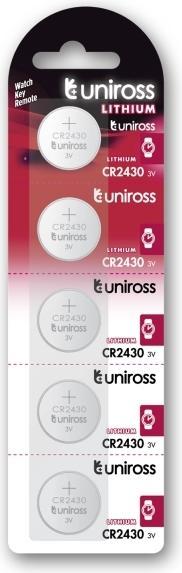 Uniross Lithium Button CR2430 3V - SP5 (5 Stk., CR2430, 290 mAh)