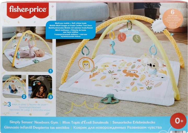 Productafbeelding Fisher-Price Simply Senses sensorische belevingsdeken speelmat voor baby's met 6 sensorische speeltjes