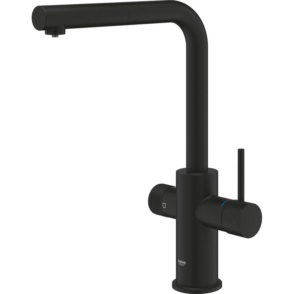 Grohe, Küchenarmatur, BLUE PURE MINTA Spültisch Armatur, L-Auslauf, phantom black