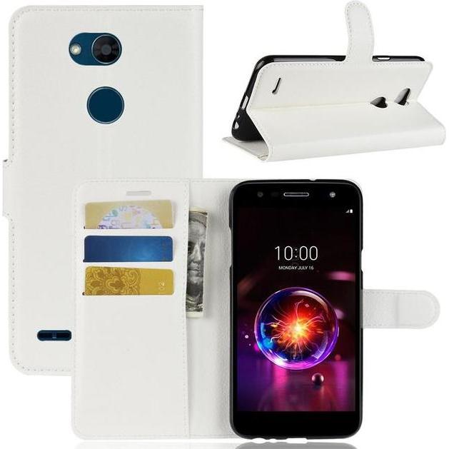 Thumbnail - MU Classic Litchi Leder Bookcover Series (LG X Power 3), Smartphone Hülle, Weiss