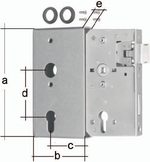 Actual product image GAH Lock case DIN left / right Dimension A172xW94xC60 mm Dimension E 30 mm Backset 60 mm (Profile cylinder)