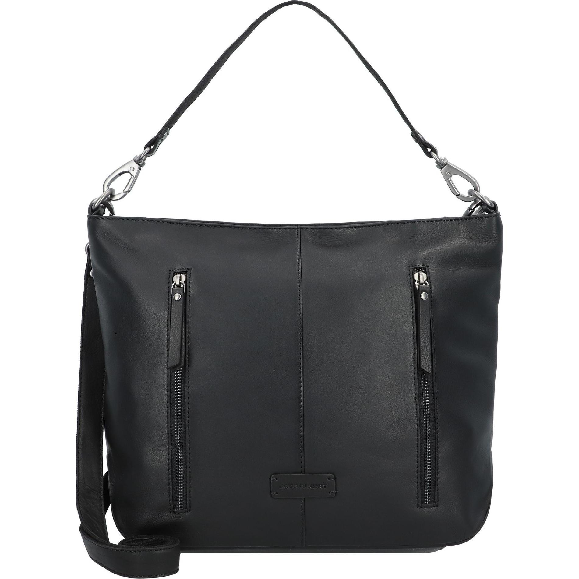 Jack kinsky, Handtasche, Schultertasche Leder 33 cm, Schwarz
