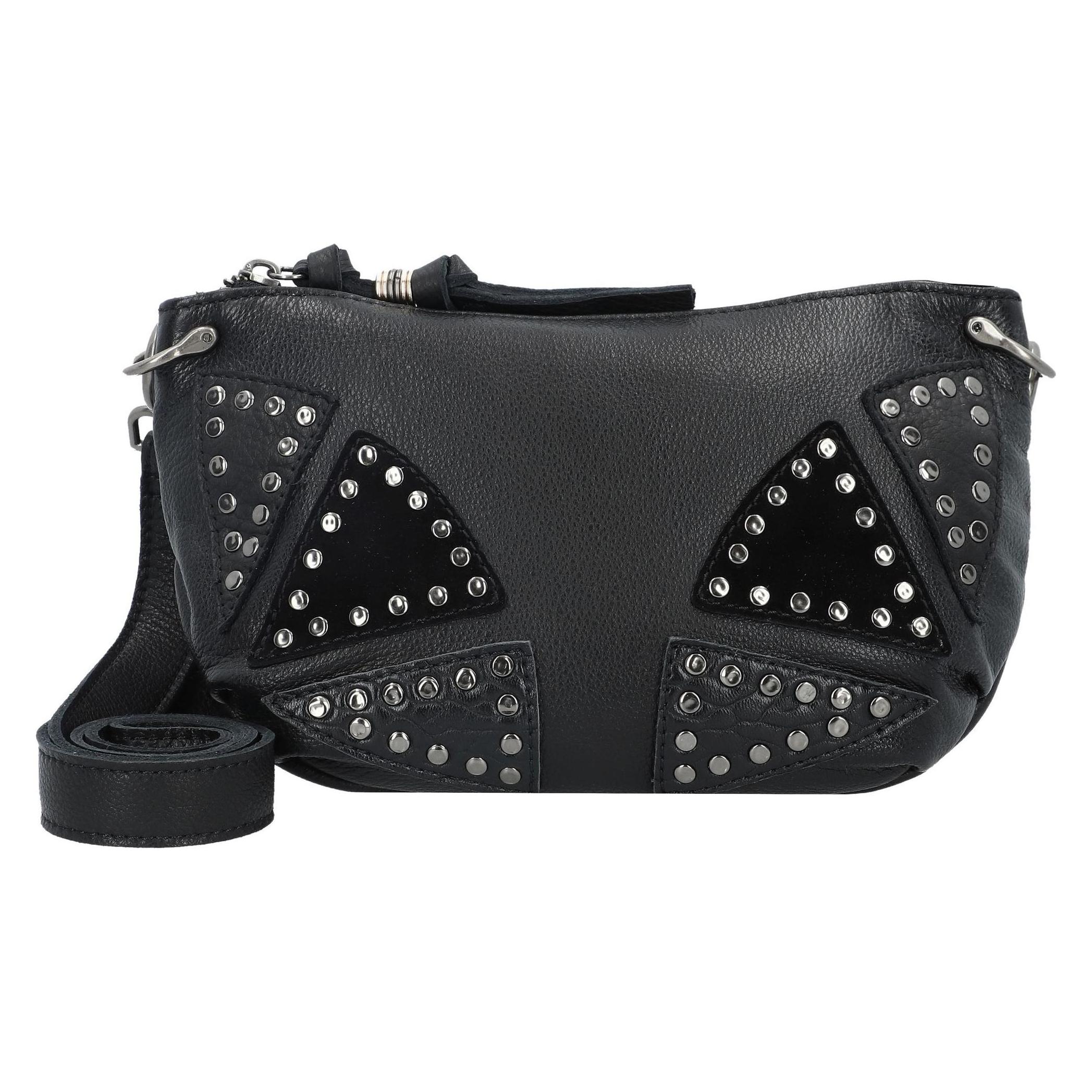 FredsBruder, Damen, Handtasche, Wild Ones Umhängetasche Leder 24 Cm, Schwarz
