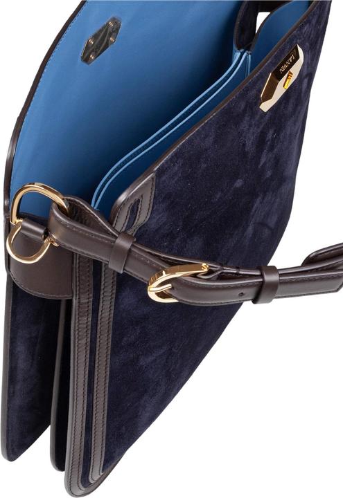 Produktbild Lanvin compagnon suede shoulder bag, blue and brown