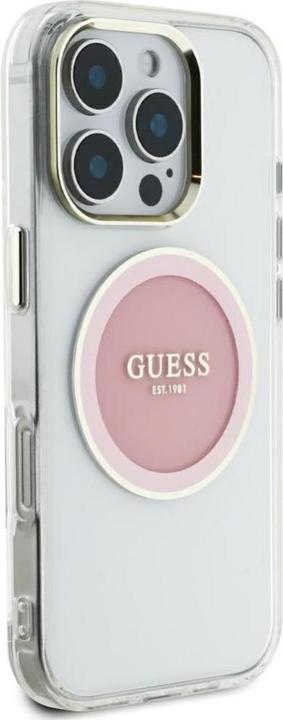 Actual product image Guess Case IML Metal Colored Circle Classic Logo MagSafe for iPhone 16 Pro Max pink (Apple iPhone 16 Pro Max)