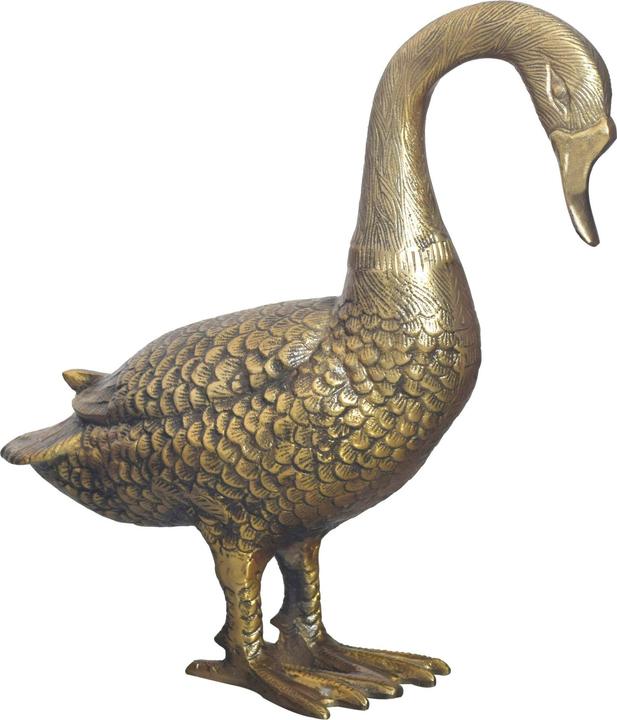Actual product image FineBuy Dekofigur Deko Gans Gold 46 cm Aluminium Statue Wohndeko Dekoration
