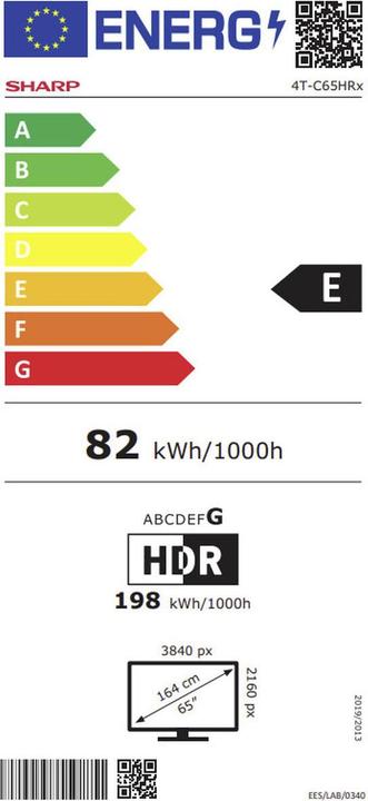 Energy Label Sharp 65HR7265E (65", QLED, 4K)