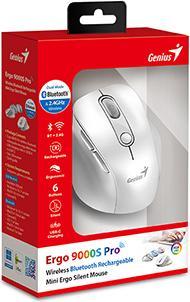 Actual product image Genius Ergo 9000S Pro/Ergonomická/Optická/Pro praváky/2 400 DPI/Bezdrátová USB + Bluetooth/Bílá (Wireless)