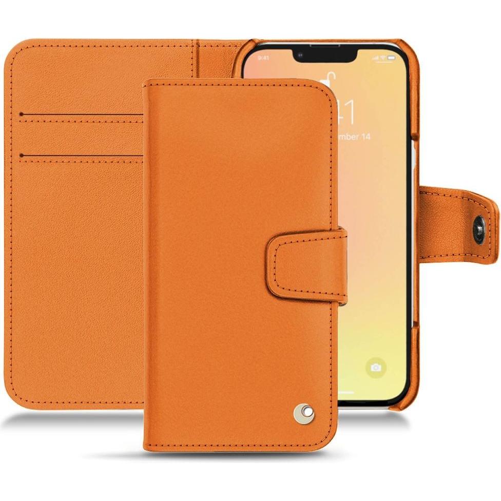 Noreve Lederschutzhülle Wallet (Apple iPhone 13 mini), Smartphone Hülle, Orange