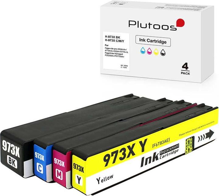Plutoos HP 973X Patronen XXL kompatibel, 4er Farbset (M, C, Y, BK)