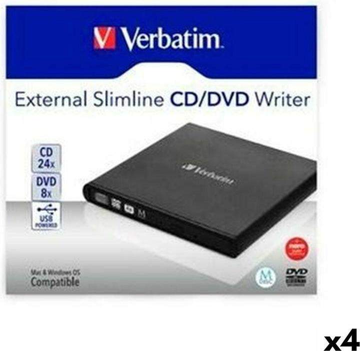 Verbatim CD/DVD-Reader SLIMLINE (4 Stück) (CD Brenner, DVD Laufwerk)