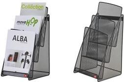 Actual product image Alba Table display "MESHPREZA5", A5 high, black, 3 compartments for DIN A5 format, made of wire metal (A5)