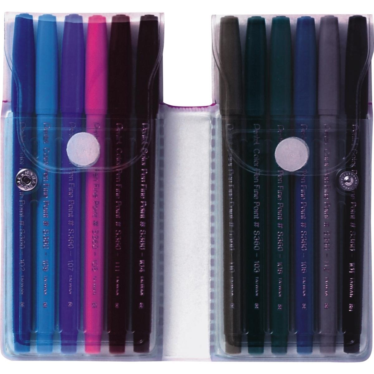 Thumbnail - Pentel, Malstifte, Faserschreiber Colour Pen 0,5-2,0mm VE=12 Farben (Mehrfarbig, 12 x)