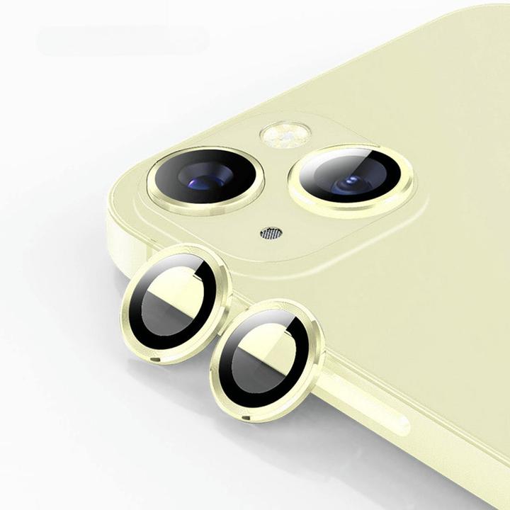 Actual product image Enkay iPhone 15 / 15 Plus - Camera Lenses Bulletproof Glass yellow (2 pcs., Apple iPhone 15, Apple iPhone 15 Plus)