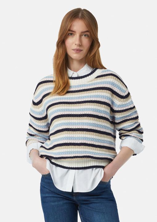 Produktbild Comma Strickpullover Verkürzter Strickpullover mit Streifenmuster im Relaxed Fit (44)