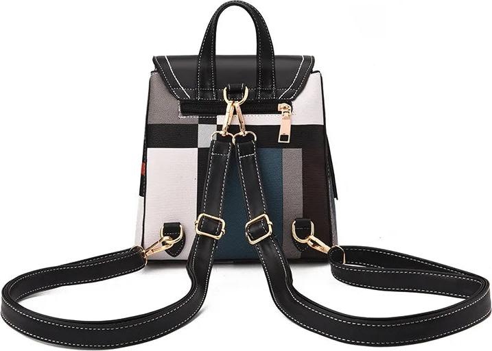 Produktbild Only-Bags.Store Spleissen Rucksack PU-Leder kariert Rucksack Multifunktions-Knapsack Teenager Schultasche Freizeit