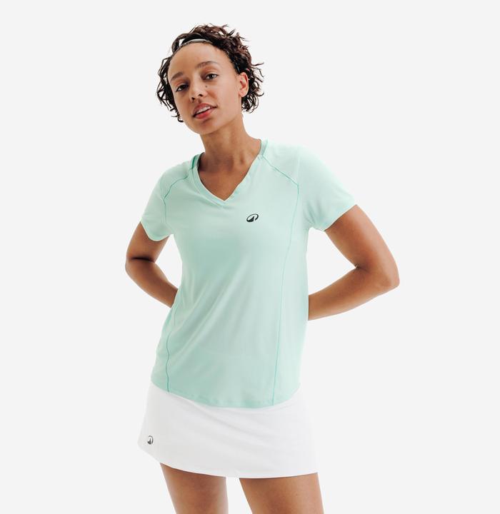 Kuikma T-Shirt Damen Tennis V-Ausschnitt atmungsaktiv Polyester (M)