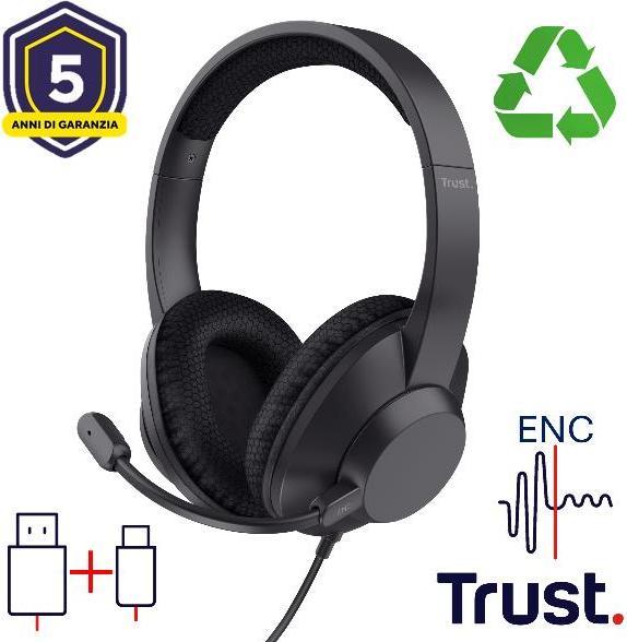 Produktbild Trust Ayda Max Usb-Enc Headset (Kabelgebunden, USB-A)