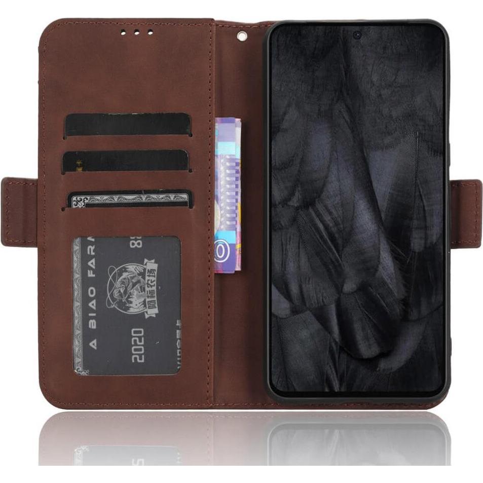 Thumbnail - Cover-Discount Google Pixel 8 Pro - Etui mit vielen Kartenfächer braun (Google Pixel 8 Pro), Smartphone Hülle, Braun