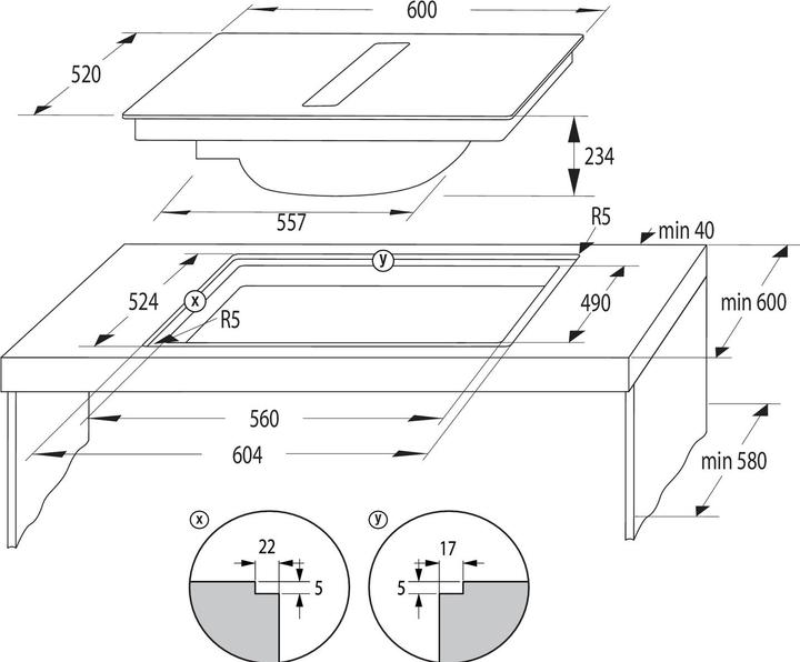 Produktbild Gorenje Eingebautes Kochfeld GEH6432BSCWF (60 cm, Induktionskochfeld)