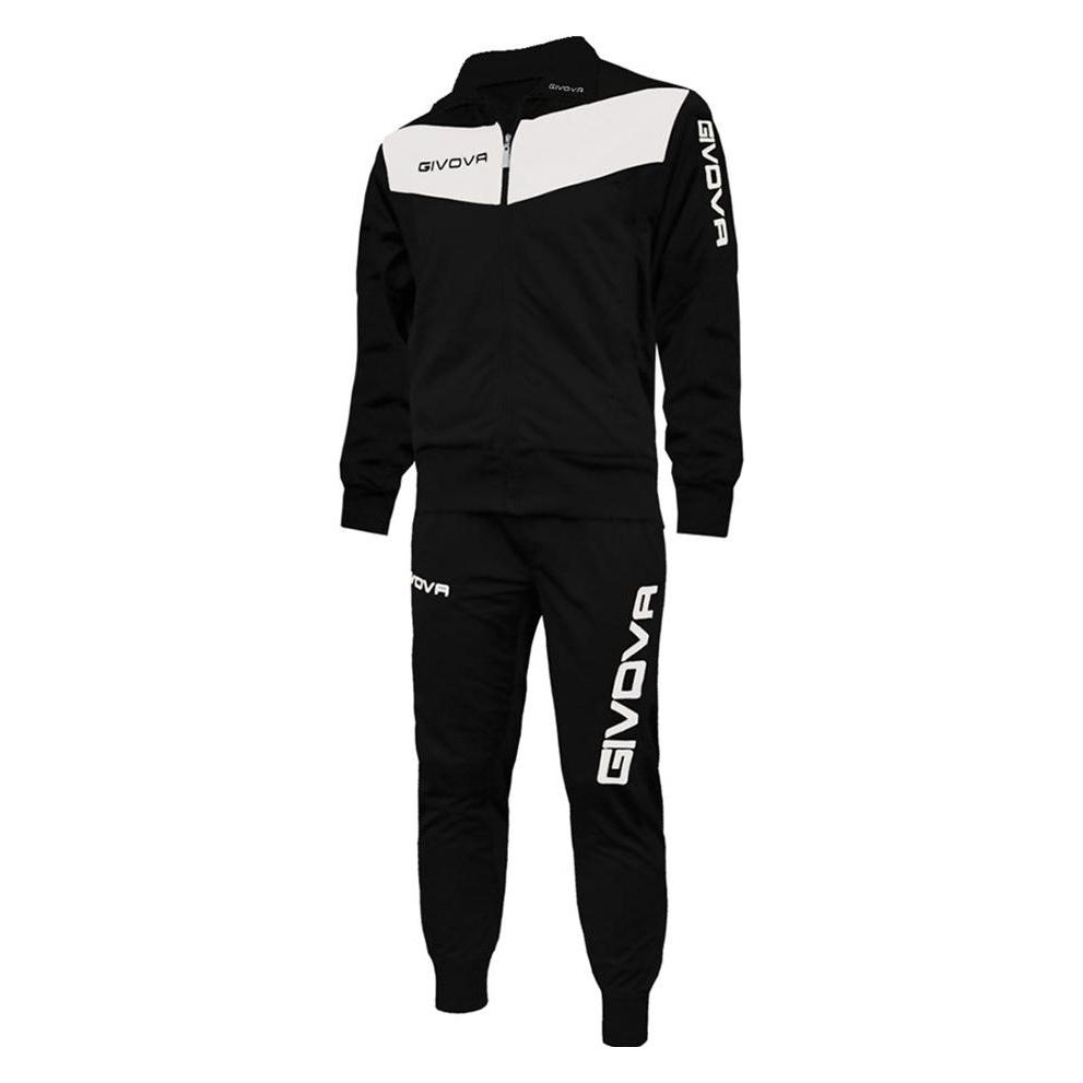 Givova, Herren, Trainingsjacken, Tuta Visa Trainingsanzug Schwarz & Weiss TR018 1003 Xs (Xs), Schwarz, Weiss, Xs