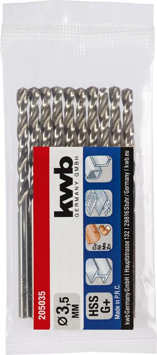 Produktbild kwb 205035 HSS Spiralbohrer 1 Stück 3.5 mm Gesamtlänge 70 mm DIN 338 Zylindersc (3.5 mm)