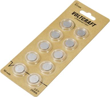 Actual product image Voltcraft Knopfzelle CR 1616 3 V 10 St. 50 mAh Lithium VC-11888550 (10 pcs., 50 mAh)
