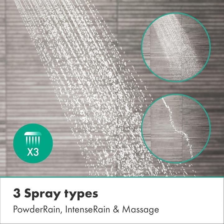 Produktbild hansgrohe Pulsify Select S Doucheset mit PowderRain, EcoSmart und 3 Strahlarten (3 Strahlarten, 6.90 l/min)